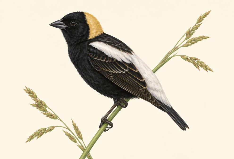 Painted illustration of a Bobolink