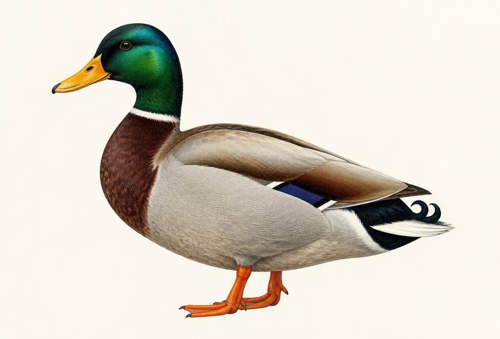 Painted illustration of a Mallard