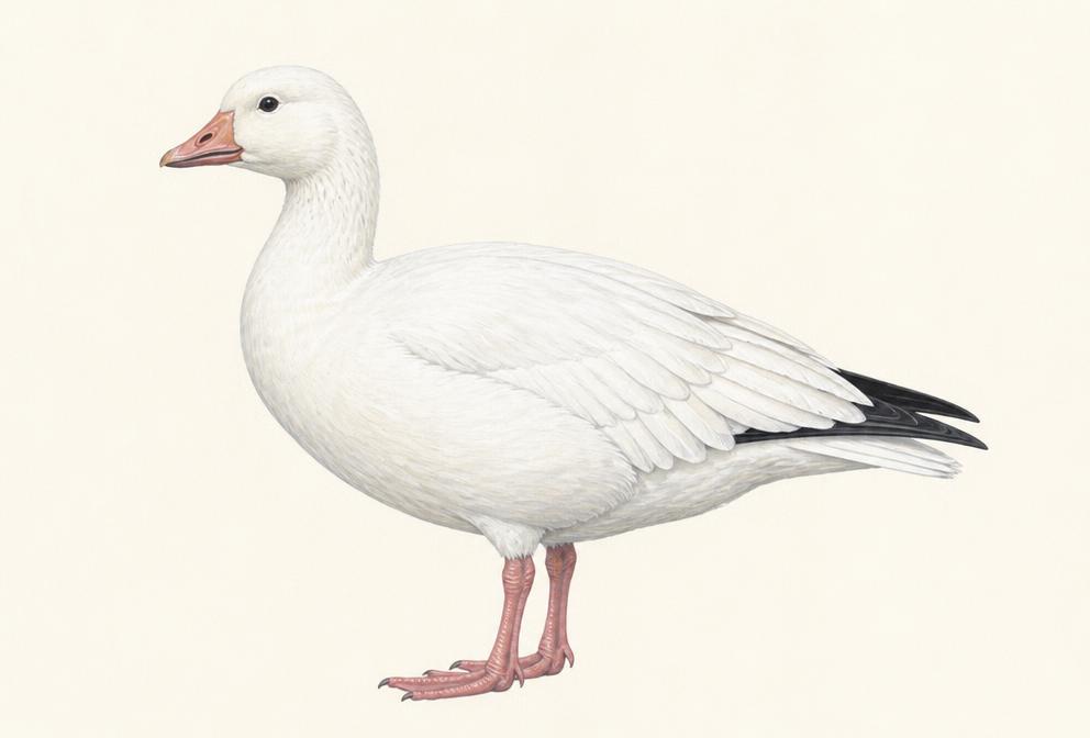 Painted illustration of a Ross's Goose