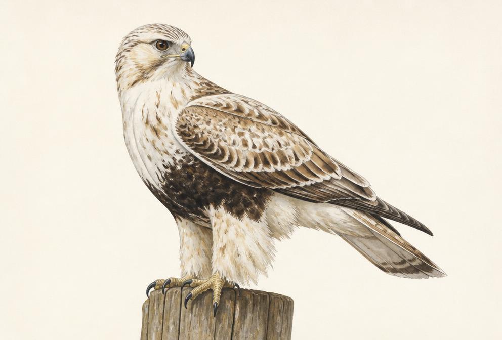 Painted illustration of a Rough-legged Hawk