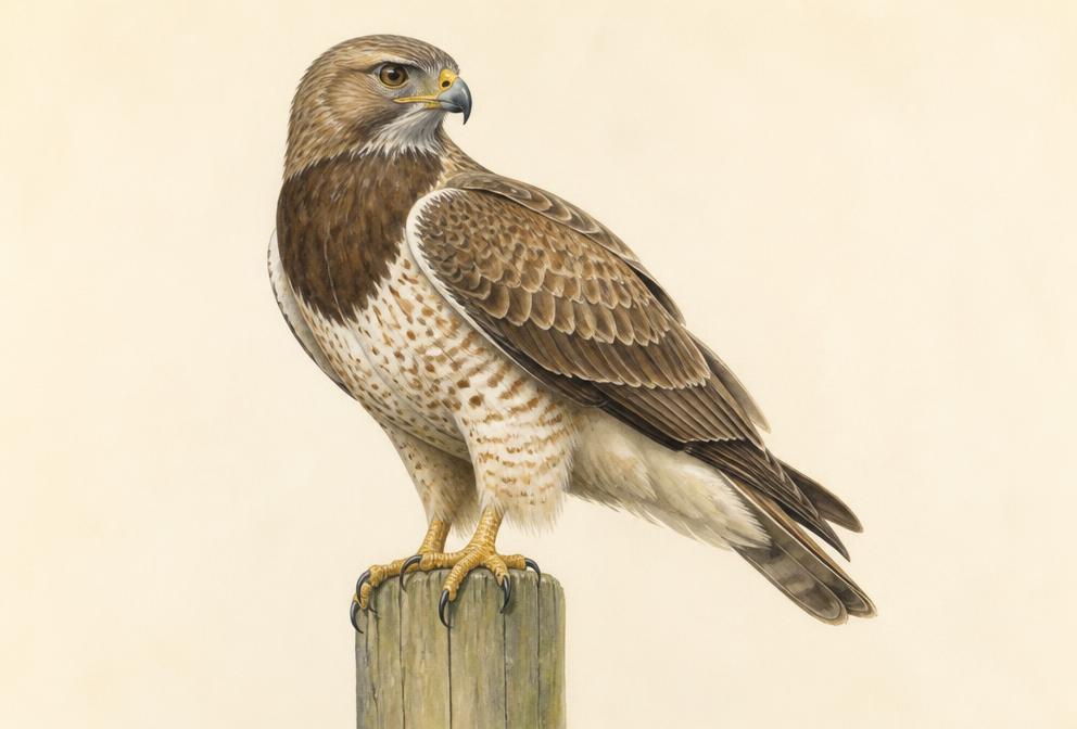 Painted illustration of a Swainson's Hawk