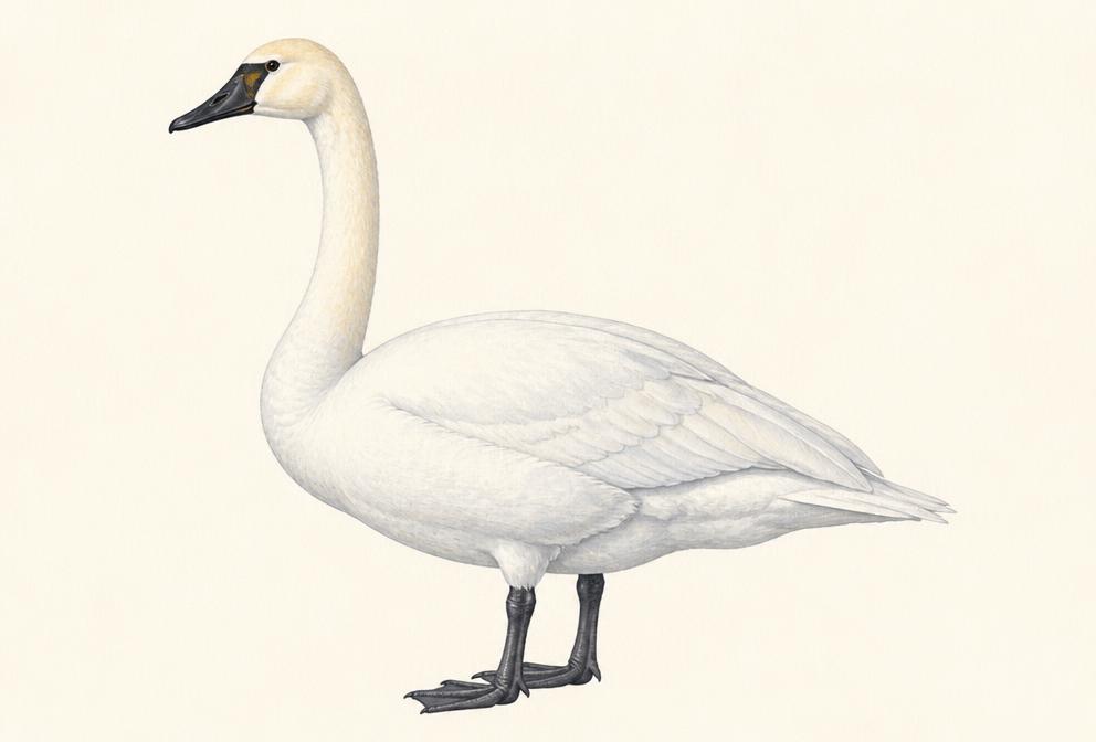 Painted illustration of a Tundra Swan