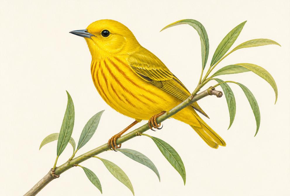 Painted illustration of a Yellow Warbler